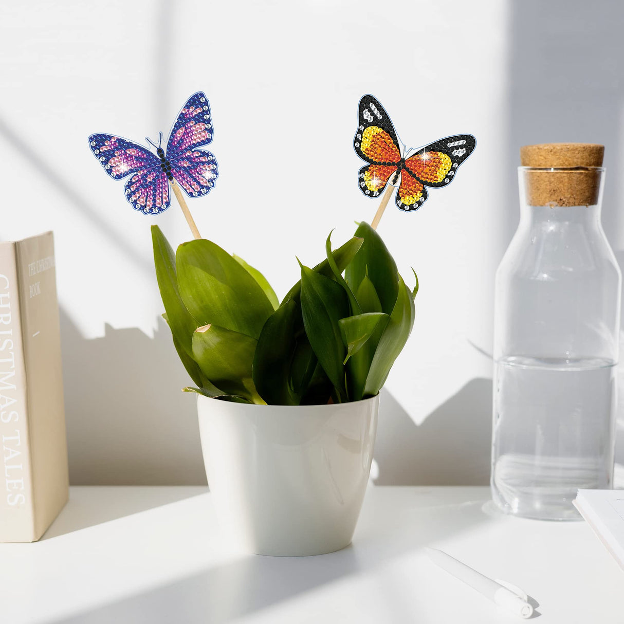 Vcekract 8 Pcs Butterfly Diamond Painting Kits, Diamond Art Kits for Garden Decor, Butterfly Stakes Diamond Art Kits for Adults, Crafts for Adults Vcekract