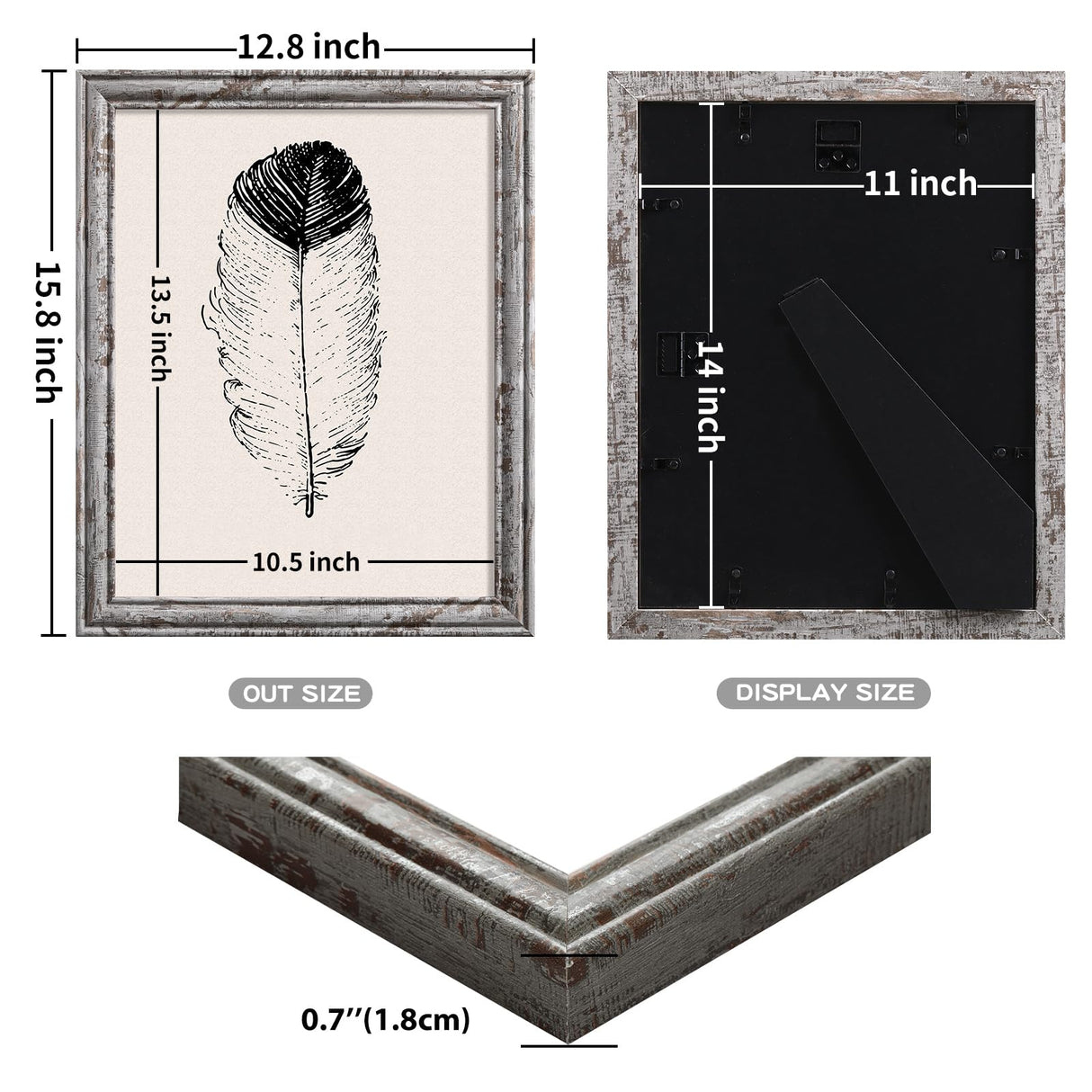 ELSKER&HOME 11 x 14 Picture Frame Set of 3, Rustic Farmhouse Distressed Retro Style Photo Frame for Wall Mounting and Tabletop,Wooden Frame for Gifts ELSKER&HOME