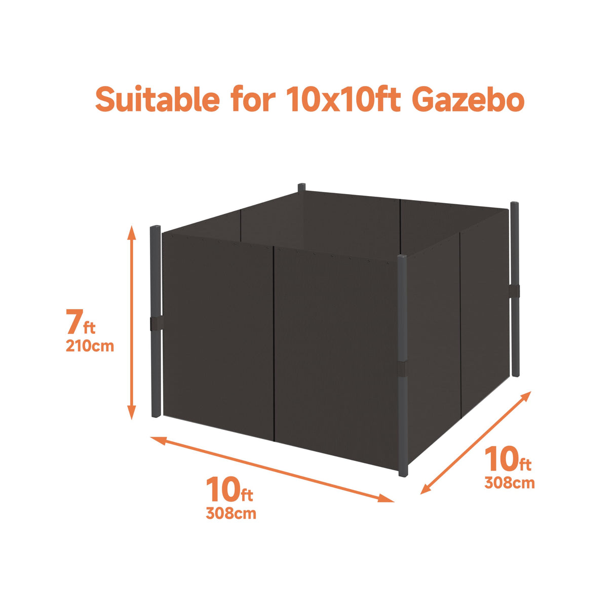 Gazebo Curtains Outdoor Waterproof, Curtain Replacement Universal 4-Panel Sidewalls, Universal Replacement Privacy Curtain Sidewalls with Zipper for Garden Patio Yard (Only Curtains) (10x12ft, Brown) Generic