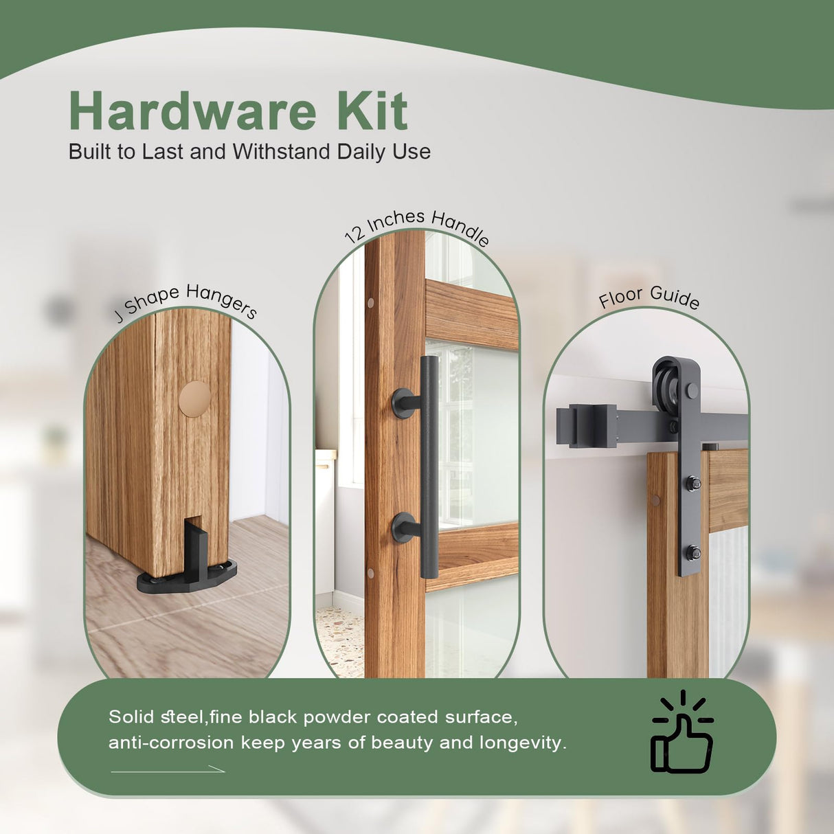 FREDBECK 32in x 80in inch Glass Barn Door with 5.5FT Sliding Barn Door Hardware Kit Included,5-Panel Frosted Glass Wood Panel,Water-Proof Surface,Need Assembly,Fit 29in -30in Opening FREDBECK