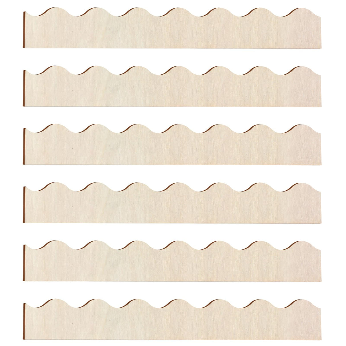 Threehoney Unfinished Scalloped Decorative Wood Trim Scalloped Edge Decorative Wood Molding Cute DIY Moulding Trim for Home Wall Cabinet Shelf and Window Door(6 Pack,15.75 x 1.57 Inch) Threehoney