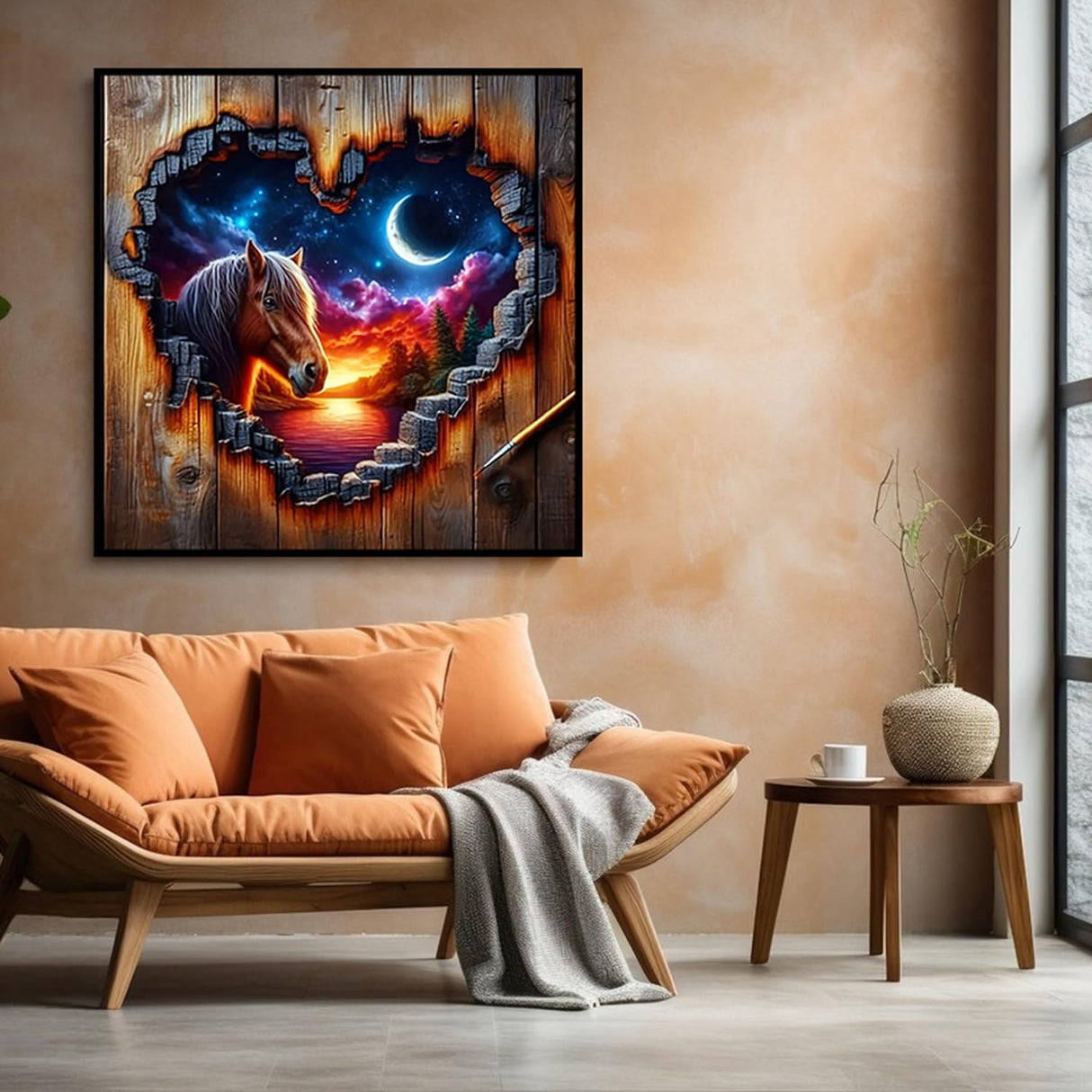 CHWGLFGG 5D Diamond Art Kits for Adults Beginners, Heart-Shaped Horse Landscape Diamond Painting Kits, DIY Full Round Drill Paint by Diamonds Dot Gem Art for Adults, Home Wall Decor 13.7X 13.7 Inch CHWGLFGG