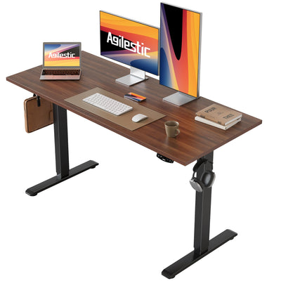 Agilestic Electric Standing Desk, 48 x 24 Inches Height Adjustable Desk, Sit Stand up Desk for Work Office Home, Ergonomic Rising Computer Table with Memory Preset, Dark Walnut