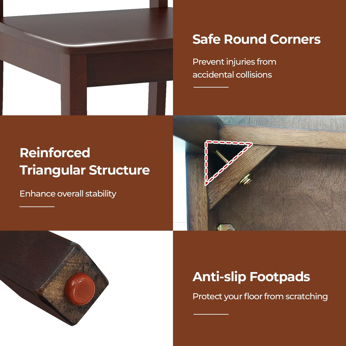 Giantex Wood Dining Chairs Set of 4, Armless Kitchen Chairs w/Rubber Wood Legs & Curved Backrest, Farmhouse Cross Back Diner Chairs, Wooden Side Chairs for Home Dining Room, Load 400 LBS, Brown Giantex