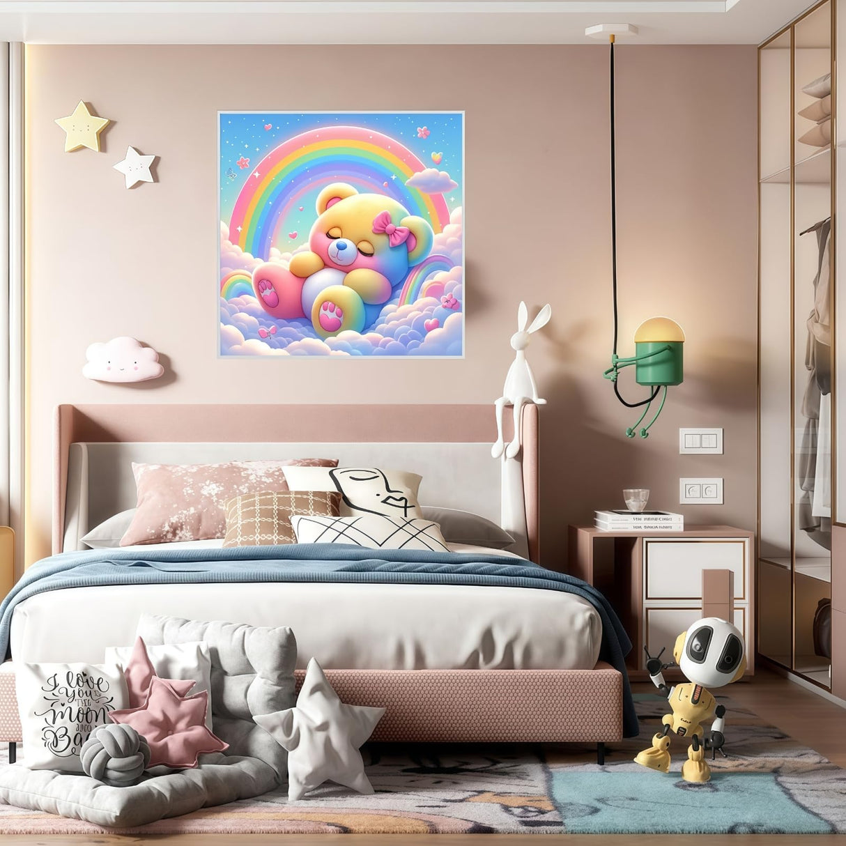 5D Diamond Painting Kits for Adults, Rainbow Bear Diamond Art Kits for Adults Beginner, DIY Full Drill Diamond Dot Gem Painting for Home Wall Decor 13.78x13.78inch BYGFHLYW