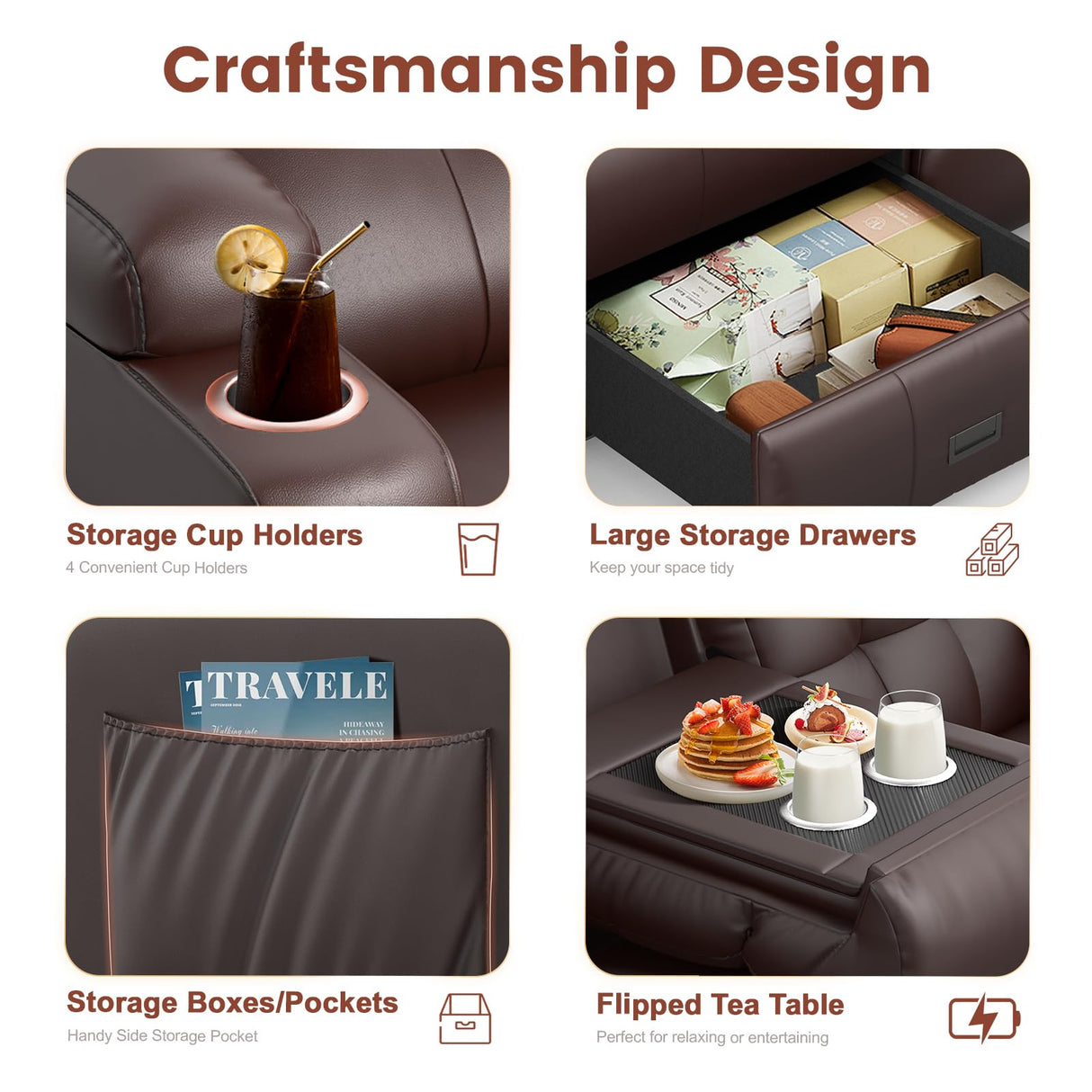 Recliner Sofa, Massage Reclining Sofa 3 Seater Sets Heavy Weight Capacity, RV Loveseat Couch Clearance with Flip Back Console, Storage, Cup Holders, Wall Hugger Reclining Couch for Living Room Aotolo