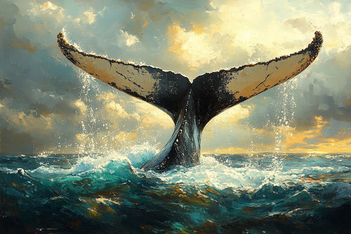 UV-ETRY Paint by Numbers, Whale Tail Splashing Through The Water, 16x20 Inch Drawing with Brushes Winter Home Decor Christmas Gifts (Without Frame) UV-ETRY