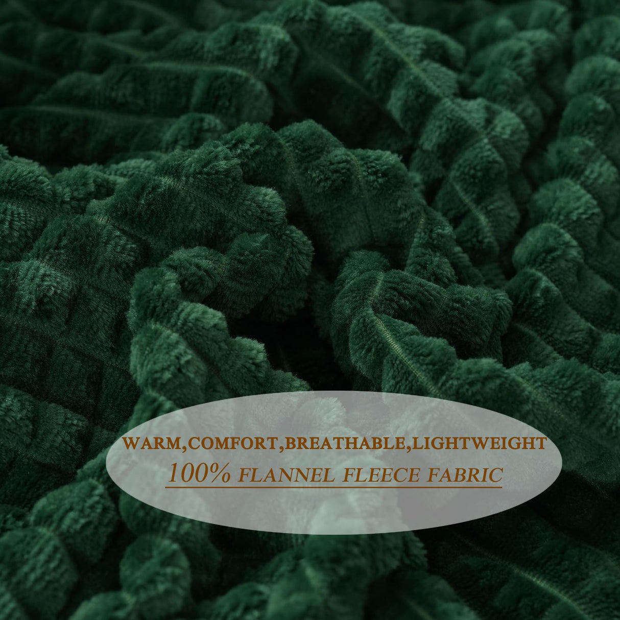 Puncuntex Green Throw Blanket 50"×60" Decorations Fleece Super Soft Plush Fuzzy Cozy Blanket with Square 3D Jacquard Grid Design Luxury Lightweight for Couch Sofa Chair,Dark Forest Green Puncuntex