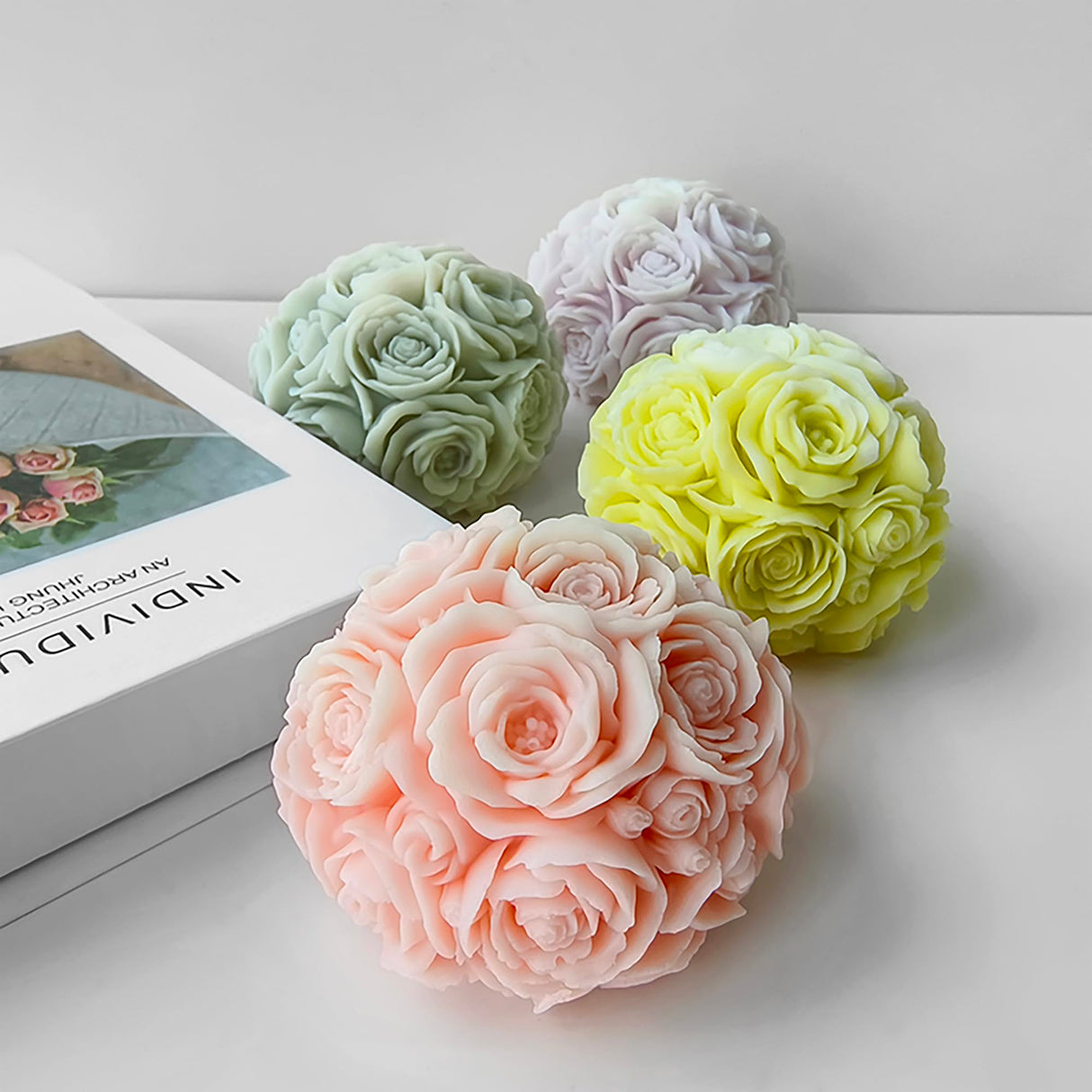 Rose Ball Round Candle Mold - Silicone 3D Molds for Candy & Home Decor - Resin Casting & Making Molds ESEENS