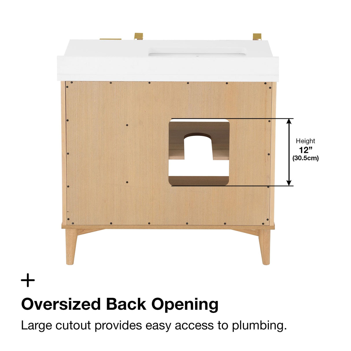 OVE Decors Indy 36 in. Undermount Single Sink Bathroom Vanity with White Engineered Marble Top, Rustic Ash OVE Decors