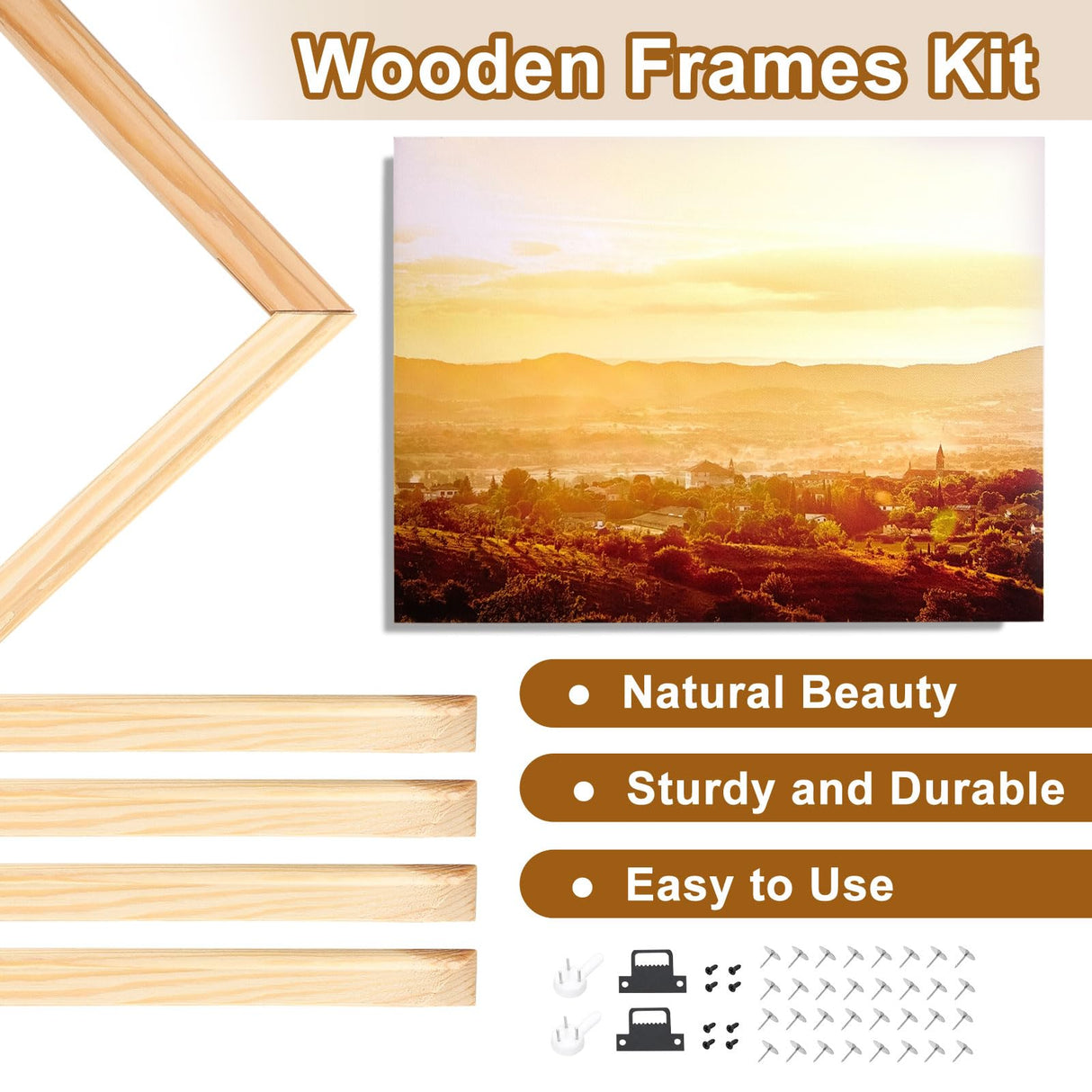 uxcell 2 Pcs DIY Canvas Stretcher Bars, 6 x 6 Inch Canvas Frame Wooden Frames Kit Sturdy Stretcher Frames for Oil Paintings Prints Posters uxcell
