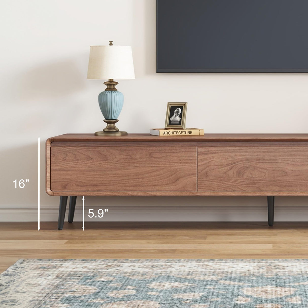 Modern Walnut TV Stand - Mid Century Floor or Floating TV Console, Versatile Entertainment Center with 3 Drawers Fits 65-75-85 Inches TV for Living Room (78.74") Etelifrank