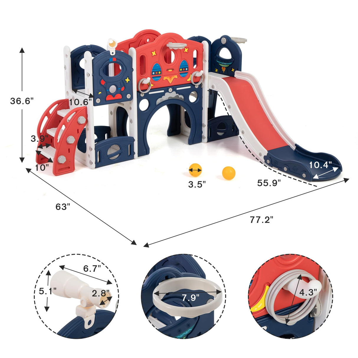 Nyeekoy 9-in-1 Castle Amusement Playground Playhouse, Indoor Outdoor Playset for Toddlers Age 1-3, Backyard Climber Play Set Slide for Kids Baby (Blue) Nyeekoy