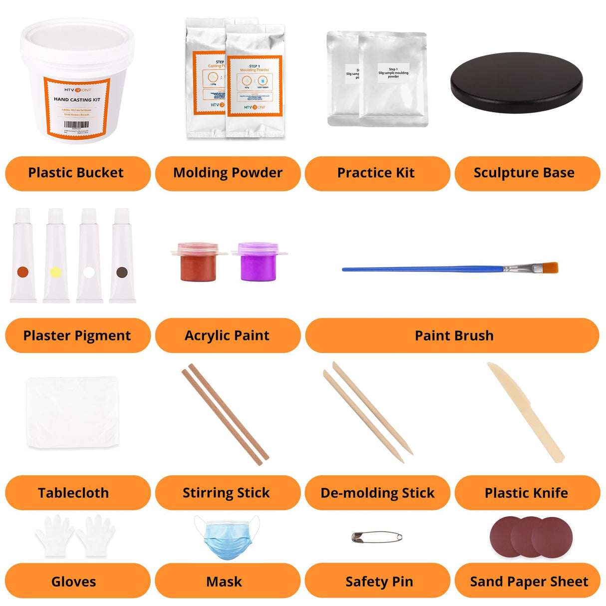 HTVRONT Hand Casting Kit Couples - Plaster Hand Mold Casting Kit with Practice Kit for Family, Valentines Day Gift for Men & Women Sculpture Hand Molding Kit, Anniversary Birthday Wedding Gift HTVRONT