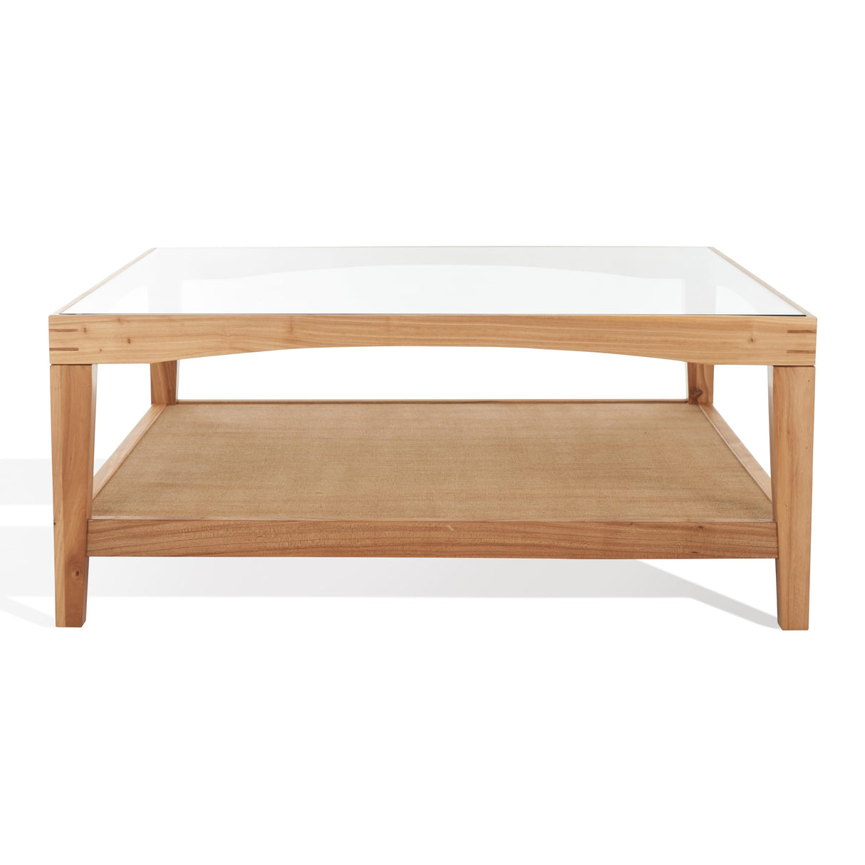 SAFAVIEH Couture Collection Nicolella Natural Solid Wood/Glass Top Square Coffee Table