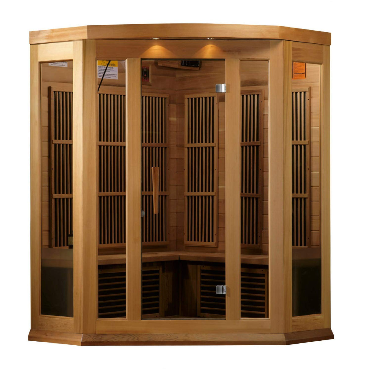 Maxxus 3 Per Low EMF FAR Infrared Carbon Corner Canadian Red Cedar Sauna MAXXUS