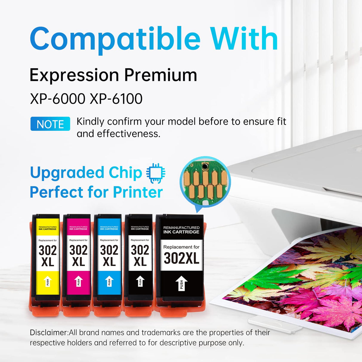 LEMERO Remanufactured Ink Cartridge Replacement for Epson 302 XL 302XL T302XL for XP-6100 XP6100 XP6000 XP-6000 Printer (Black, Photo Black, Cyan, Magenta, Yellow, 5 Pack) LEMERO