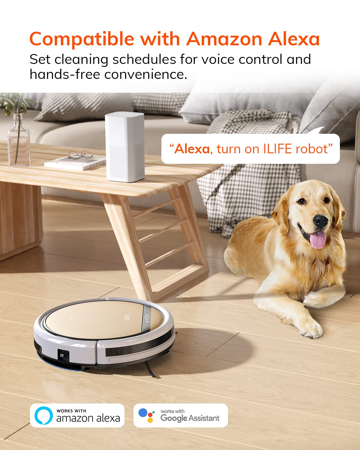 ILIFE V5s Plus Robot Vacuum and Mop Combo, Works with 2.4G WiFi, Alexa/App/Remote Control, Automatic Self-Charging Robotic Vacuum Cleaner, for Pet Hair, Hard Floor, Low Carpet (V5s Pro Upgraded) ILIFE