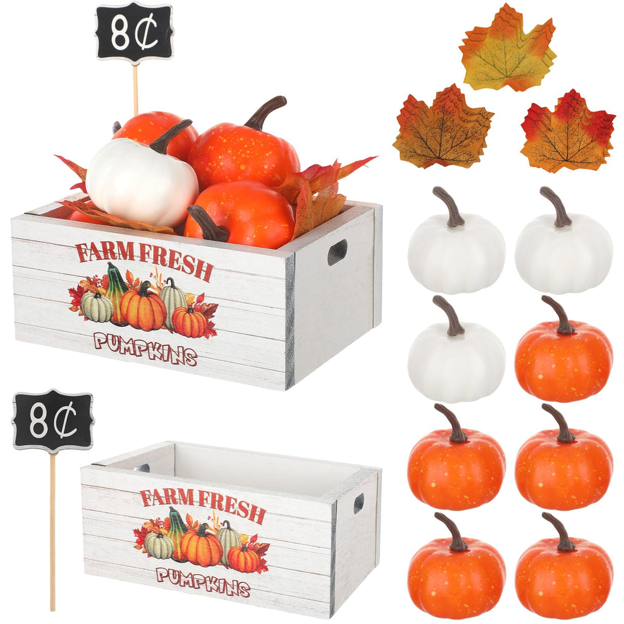 Thyle 16 Pcs Thanksgiving Tiered Tray Decor Fall Mini Wood Crate Thanksgiving Pumpkin Decor Fall Pumpkin Table Centerpiece Maple Leaves Label Farmhouse Wooden Storage Boxes Thyle