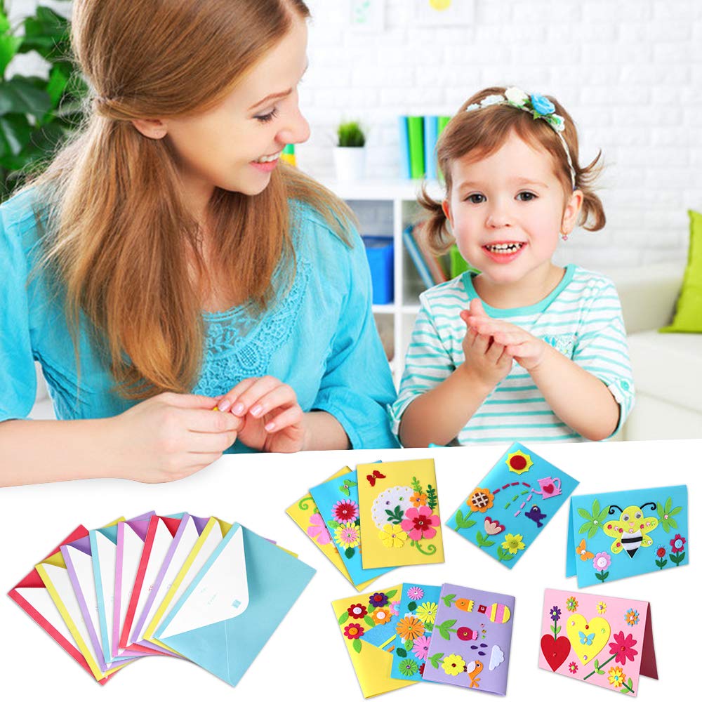 Hicdaw Kids Greeting Card Making Kit, 9Pcs Card Making Kits for Kids Thank You Card Kit DIY Handmade Card Making Supplies Art Crafts Crafty Set Teacher's Day Gifts Hicdaw