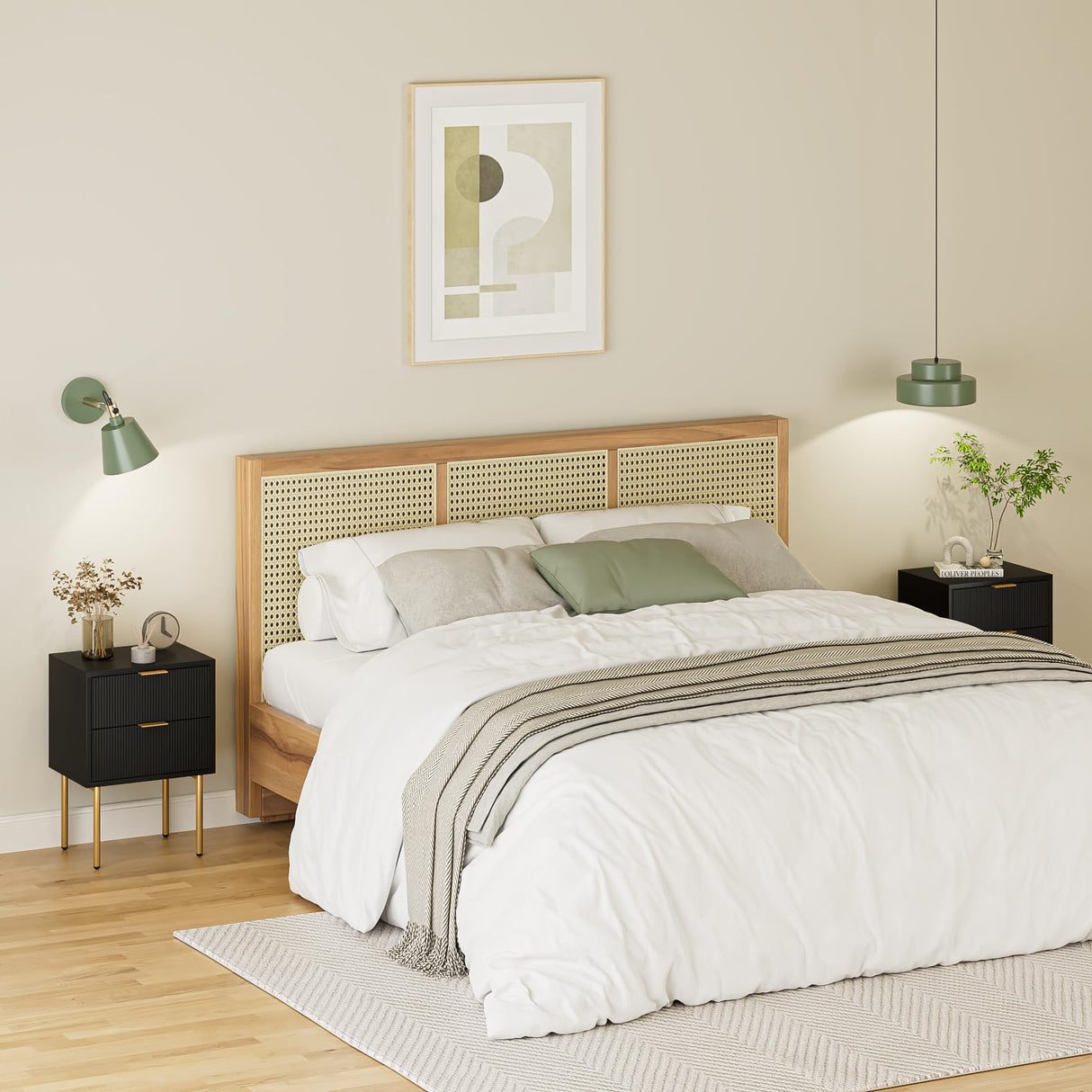 Aienvey Nightstand, Modern Night Stand with Drawers, Bedside Table, Gold Small Side Table for Bedroom, Living Room End Table (2 Drawers, Black Stripe) Aienvey