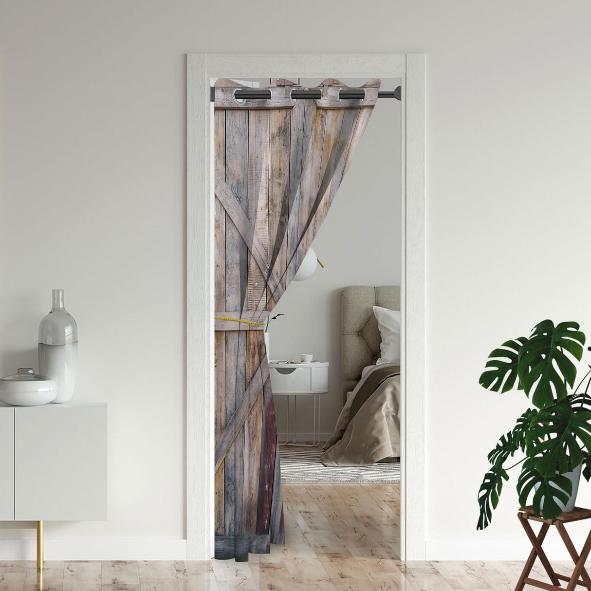 Barn Wood Door Door Curtains for Doorways, Rustic Farmhouse Rural Wooden Art Blackout Curtain for Kids Bedroom Closet, Grommet Thermal Insulated Privacy Door Drapes for Room Divider, 42"W x 80"L SOSSIZOO