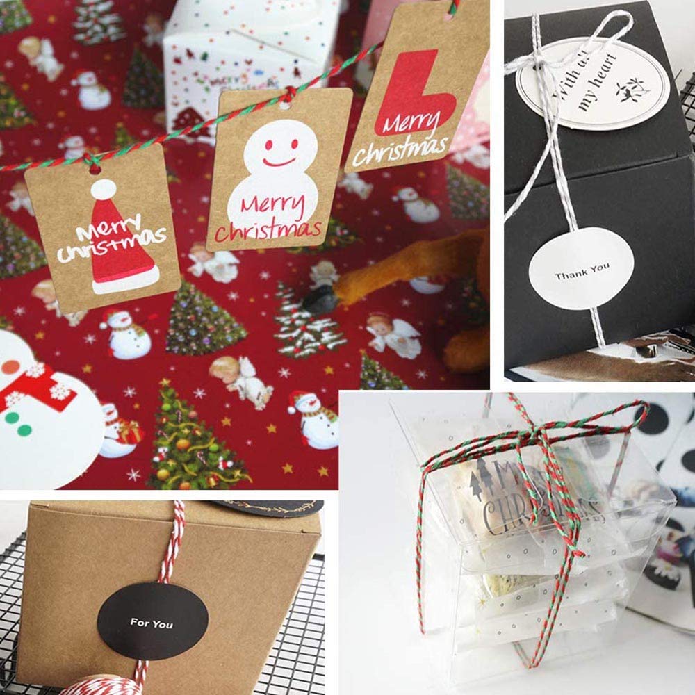 Cotton Twine Green Red and White Baker String 2mm Thick 328 Feet Christmas Twine for Gift Wrapping DIY Crafts Home Decoration Gardening Leecogo