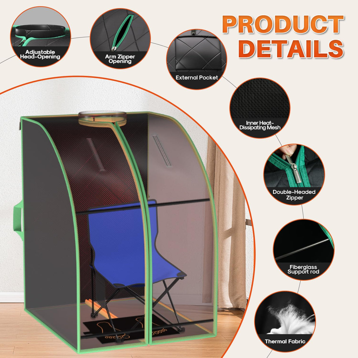 TOREAD Portable Far Infrared Sauna, 1 Person Full Body Sauna Tent with Heating Foot Pad & Folding Chair, Sauna for Infrared Home Spa, Time & Temp Remote Control (L 27.6’’ x W 31.5’’ x H 38.6’’) TOREAD