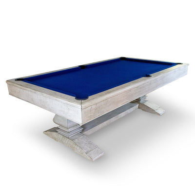 Hathaway Montecito 8 Ft Furniture Pool Table – Includes Cue Sticks, Billiard Balls – Modern Design Perfect for Family, Home, Dining, or Living Room – Blue Felt with Driftwood Finish