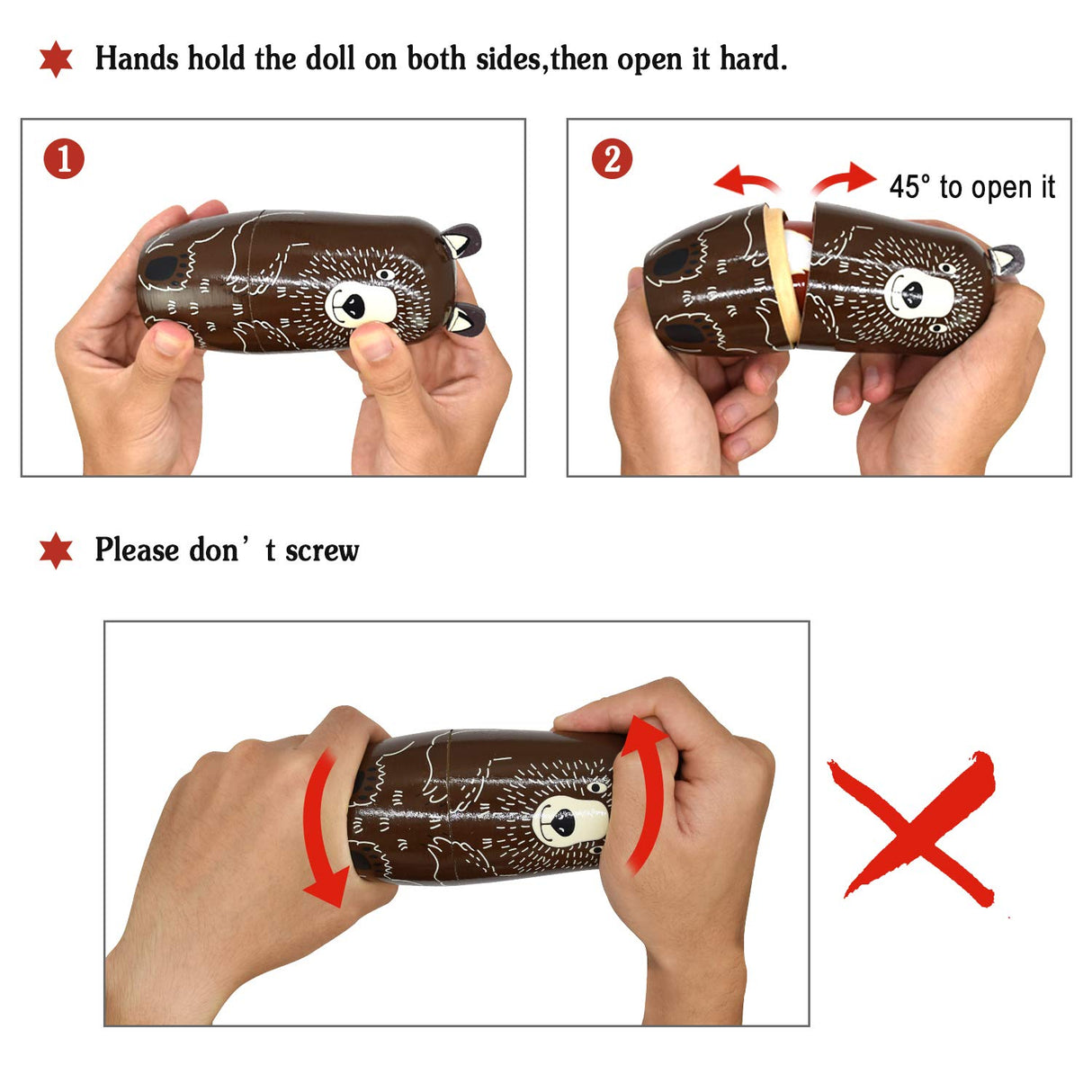 HYCLES Nesting Dolls Russian Matryoshka Wood Stacking Nested Set for Kids Handmade Toys for Children Kids Christmas Birthday Decoration Halloween Wishing Gift HYCLES