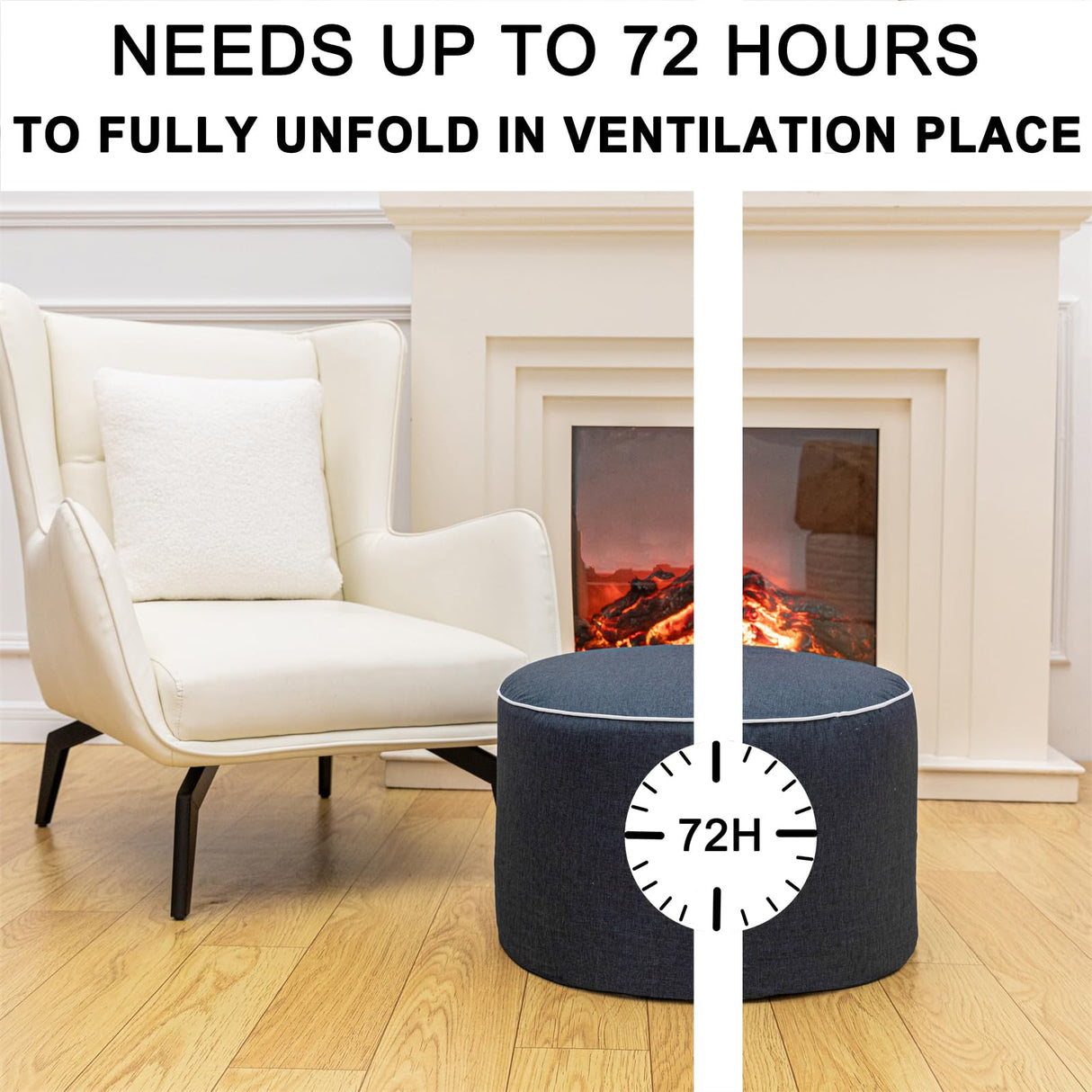 AbunHeri Outdoor Ottoman Outdoor Ottomans for Patio 19x12 Inches Modern Lightweight Foam Stuffed Pouf Outdoor Footstool Footrest Foot Stool Waterproof (Navy Blue) AbunHeri