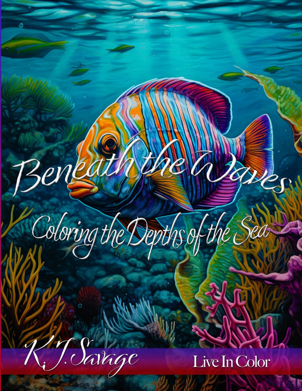 Beneath the Waves: Coloring the Depths of the Sea - An Adult Coloring Book Featuring Tranquil Marine Adventure in Artistic Ocean Scenes WoodArtSupply