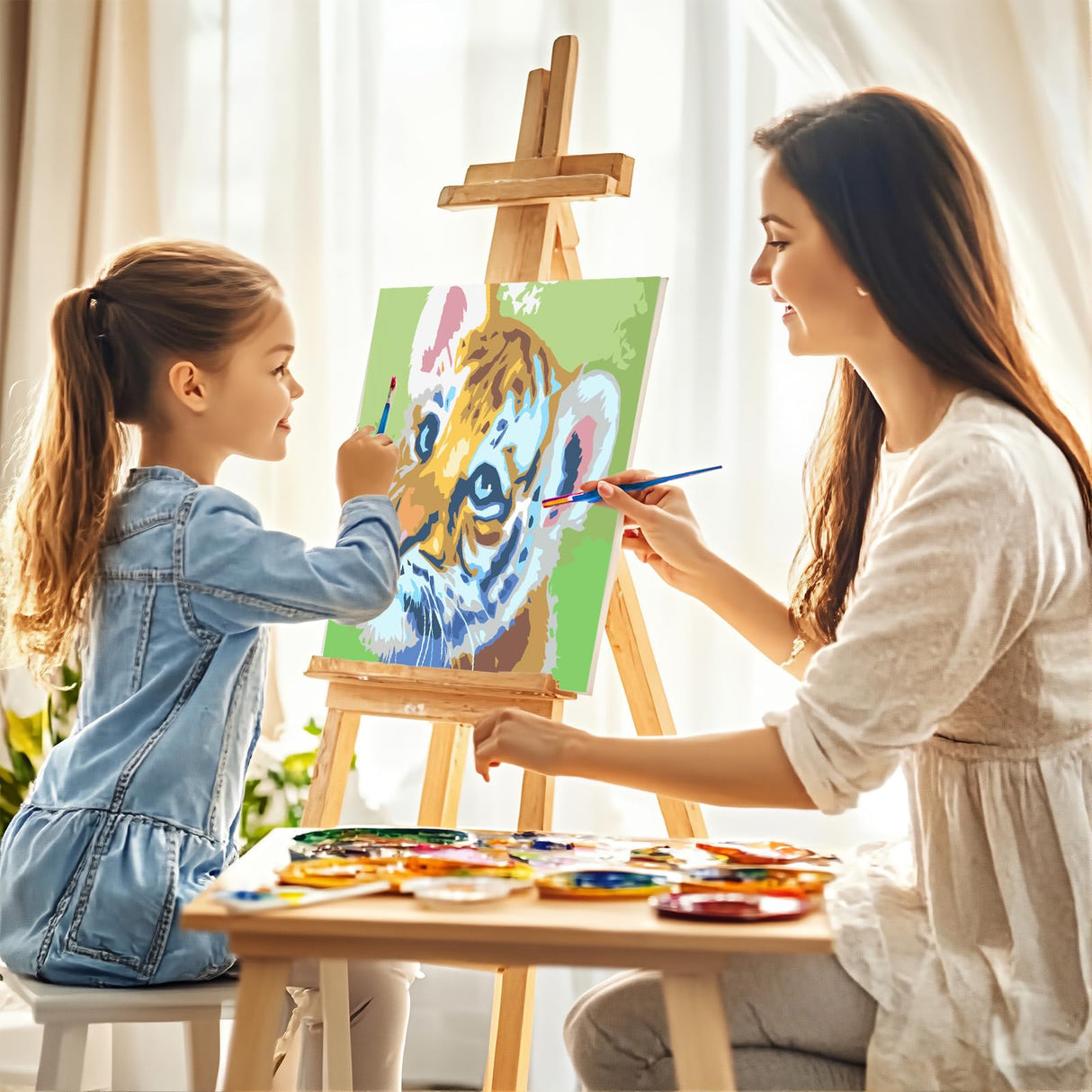 Wings Giant Framed Paint by Numbers Kit for Kids Ages 4-8, 8-12, Beginner Cartoon Dog Theme, Pre-Printed Acrylic Painting, (12 x 14 inch) Canvas, Clear Numbering, Includes Inner Hook, Wall Decor Wings Giant