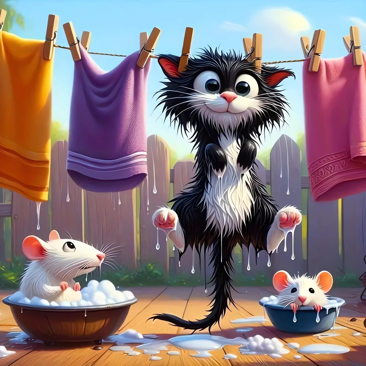 DIY Funny Black Cat Diamond Art Kits for Adults, Cute Cats Diamond Painting Kits for Beginners, Animals Diamond Dot, Small Dimond Art Paintings Kit, Full Drill Gem Painting, Home Wall Decor 14x14inch Rekxtmo