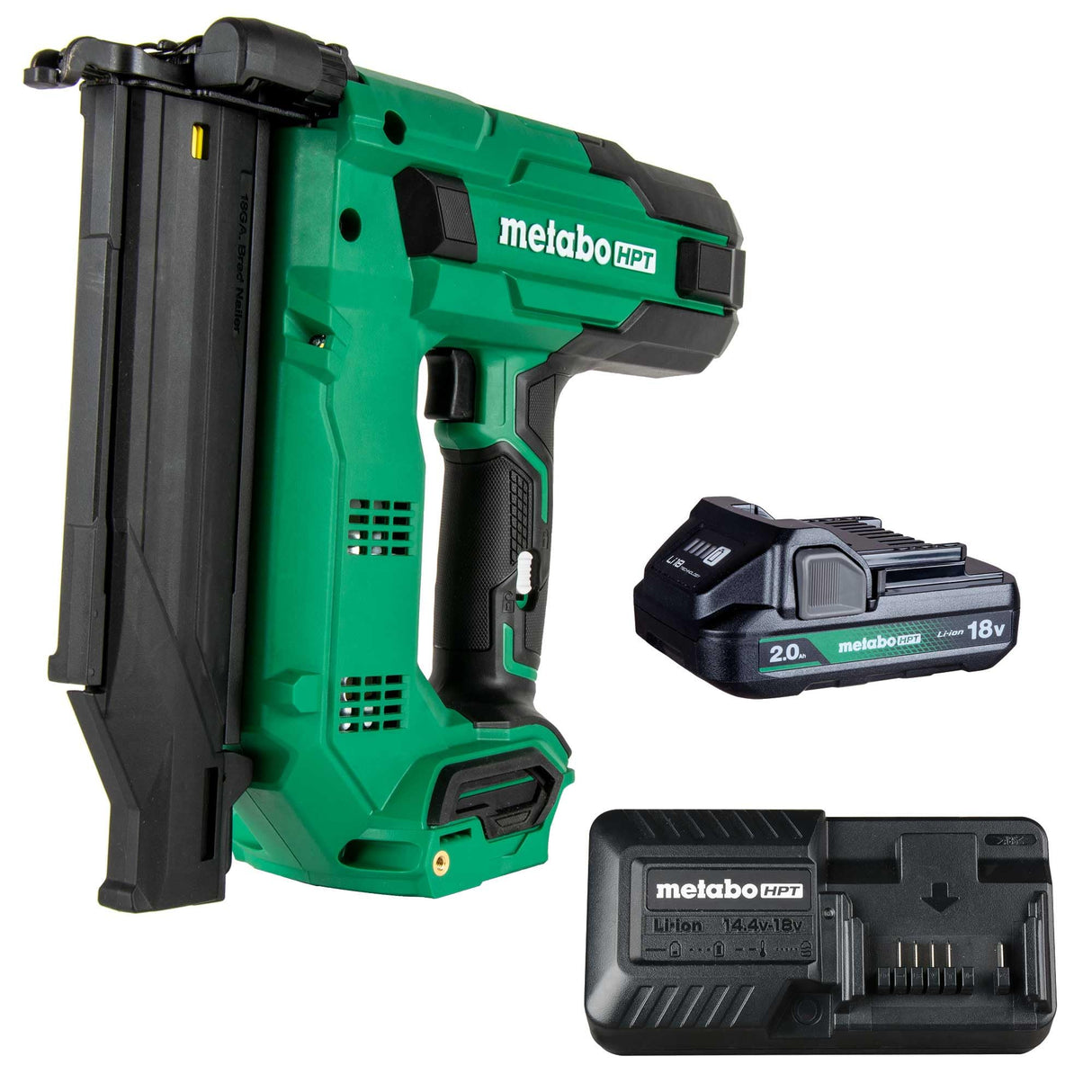 Metabo HPT 18V MultiVolt™ 18-Ga Compact Cordless Brad Nailer Kit, Includes 1-18V 2.0 Ah Battery, NT1850DG Metabo HPT