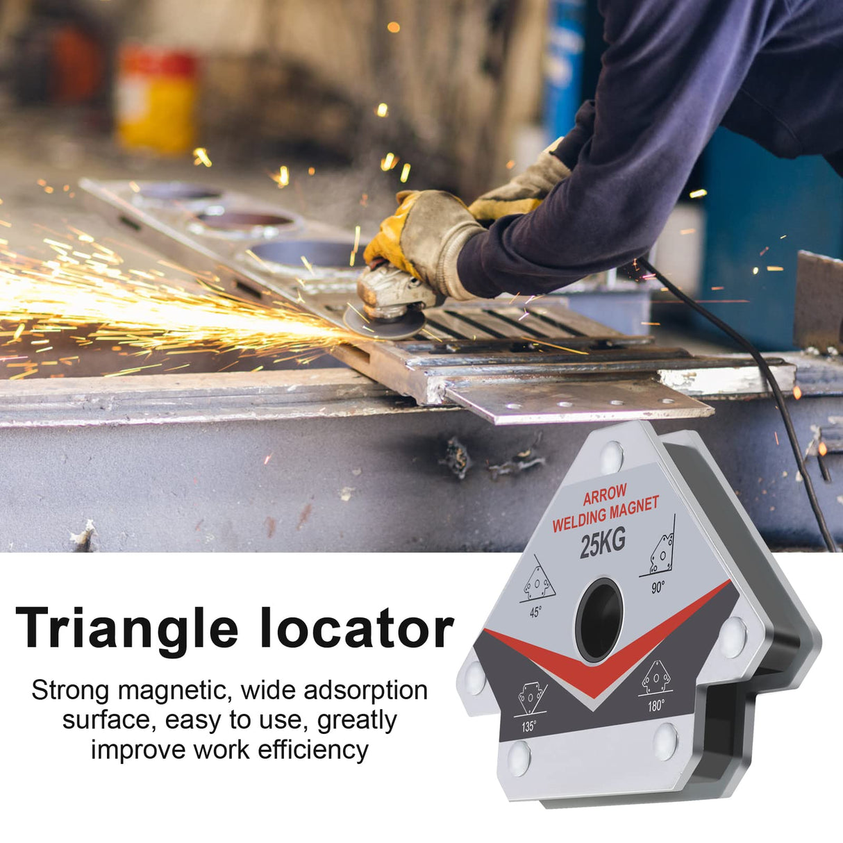 GUTIMORE 55LB Welding Magnet 3pcs,Heavy Duty Welding Magents and Clamps,Welding Magnet Arrow Holder,45 90 135 Degree Angle Holding Magnet, Easy for Welding or Soldering guti-more