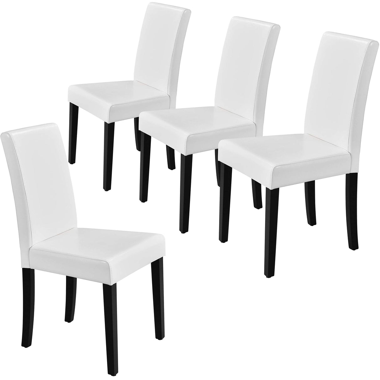 Yaheetech Dining Chair Set of 4 Faux Leather Parson Chair Modern Kitchen Living Room Side Chair Upholstered Padded Armless Chair with Solid Wood Legs, White Yaheetech