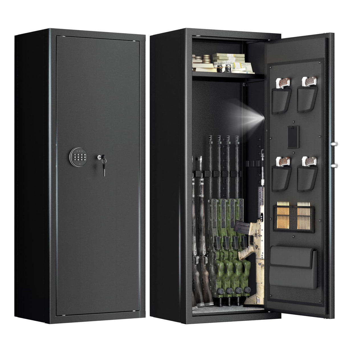 Greenvelly 12-15 Gun Safe for Rifles and Pistols,Quick Access Rifle Gun Safe with Password Lock, Gun Cabinet with Shelves for Home,Office(Assembly Required) Greenvelly