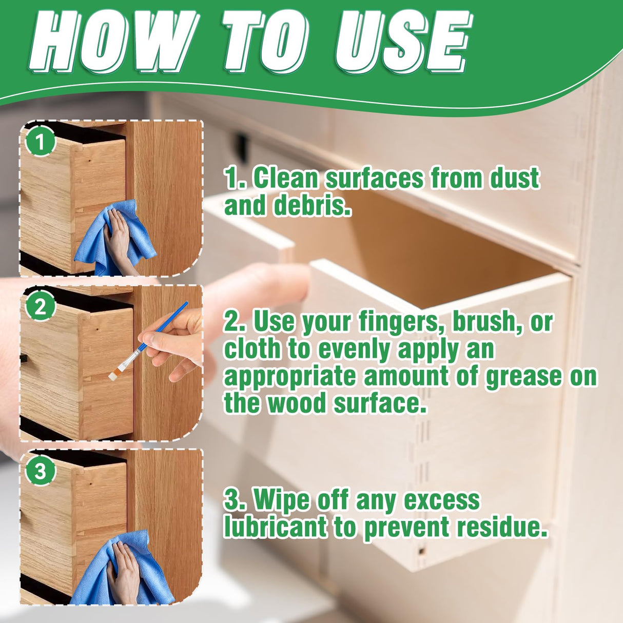 AstraVox Wood Lubricant Wax for Furniture, Multi-Purpose Sliding Door Hinge Lubricant Grease to Lubricate and Reduce Noise, Paste Wax for Wood Drawer, Floor, Dresser, Cabinet, Guitar(3.38 Oz) AstraVox