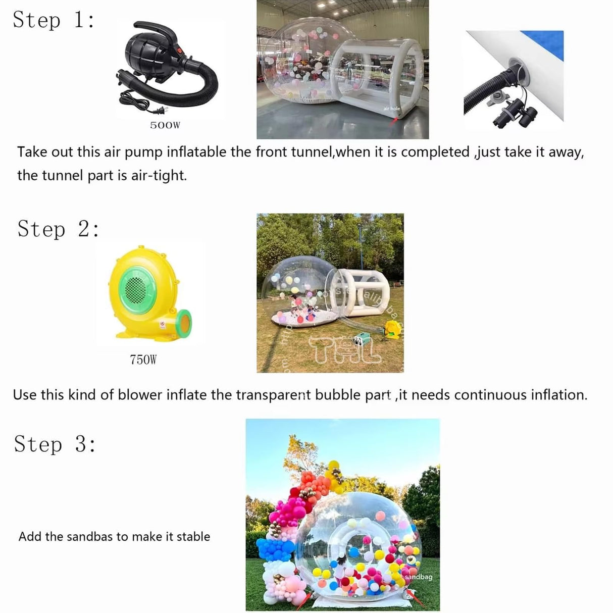 10FT Inflatable Bubble House with Bounce Jumping Area Commercial Grade PVC Bounce House, Bubble Balloon House for Kids,Toddler with Blower & Pumb & 50Pcs Balloons AEOR