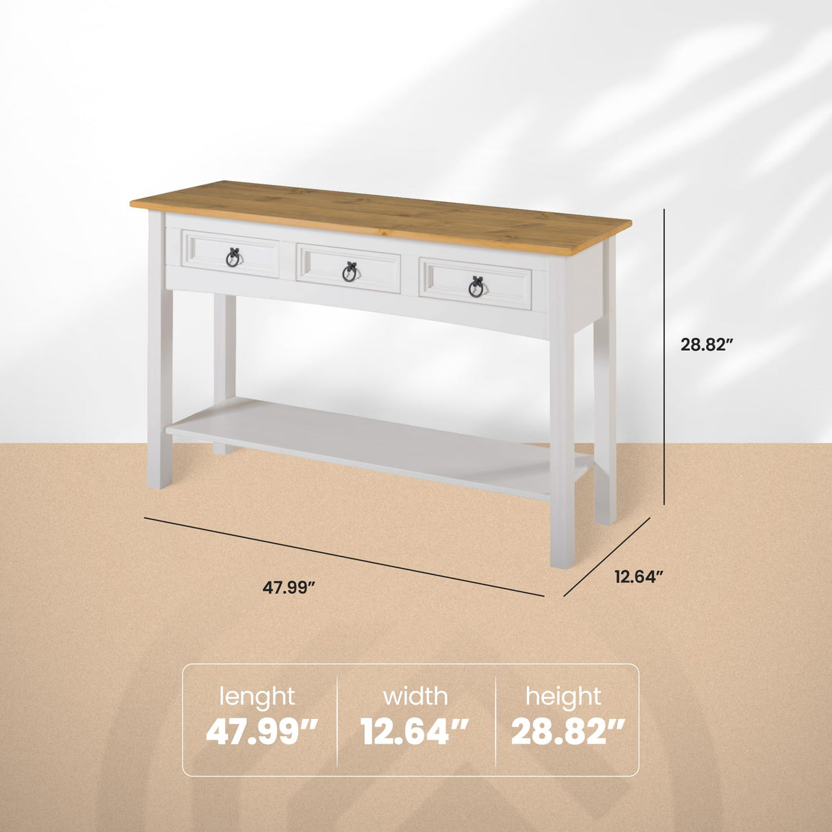 Furniture Dash - Living Room Furniture - Console Tables for Entryway - Entry Table - Hallway Table - Entryway Furniture - 47.99" W, 12.64" D, 28.82" H - 30.86lb (Snow White) Furniture Dash
