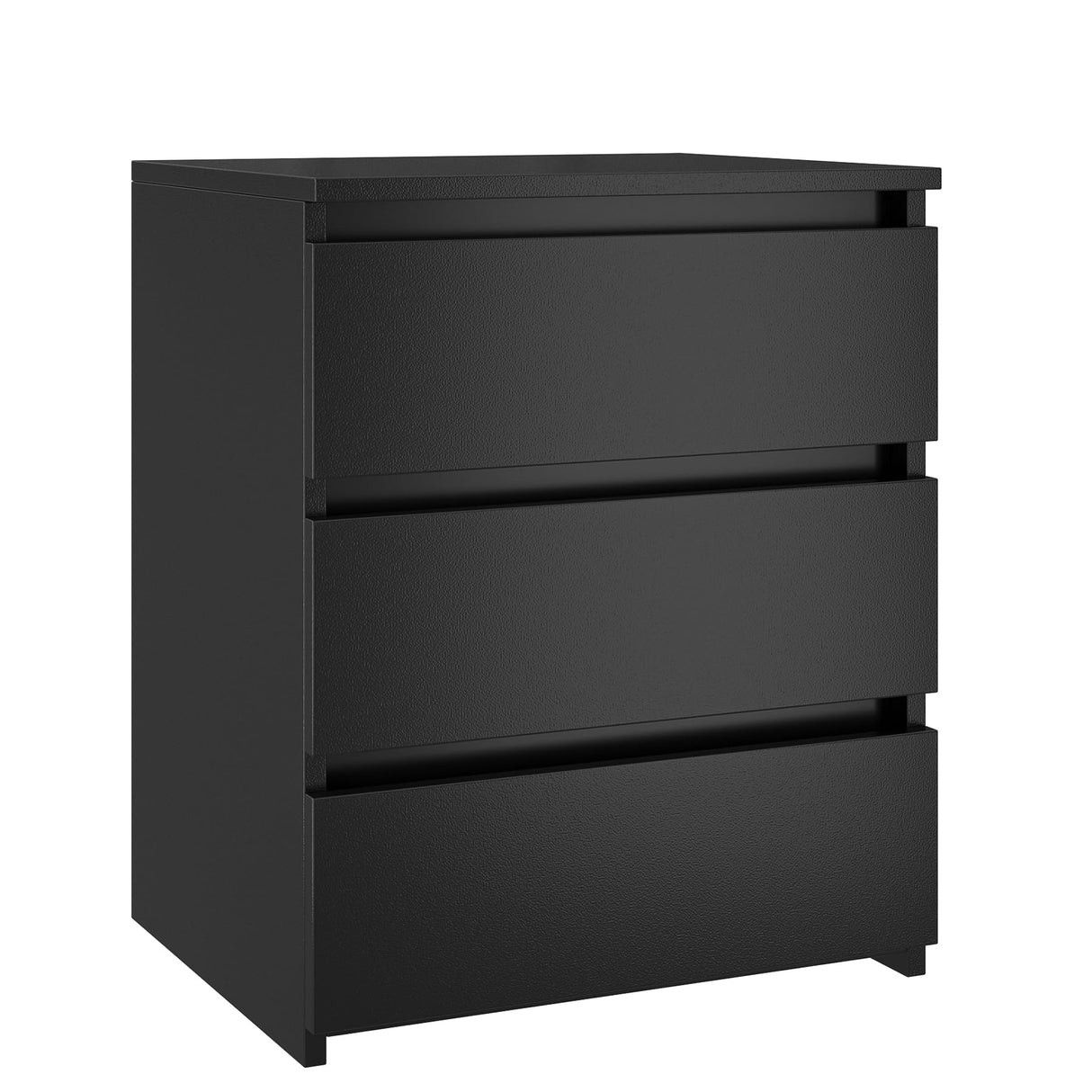 FOTOSOK Black Nightstand with 3 Drawers, Black Bedside Table Night Stand for Bedroom with Cut-Out Handle, Sofa Side Table 3 Drawer Nightstand for Bedroom, 17.7W*15D*21.7H FOTOSOK