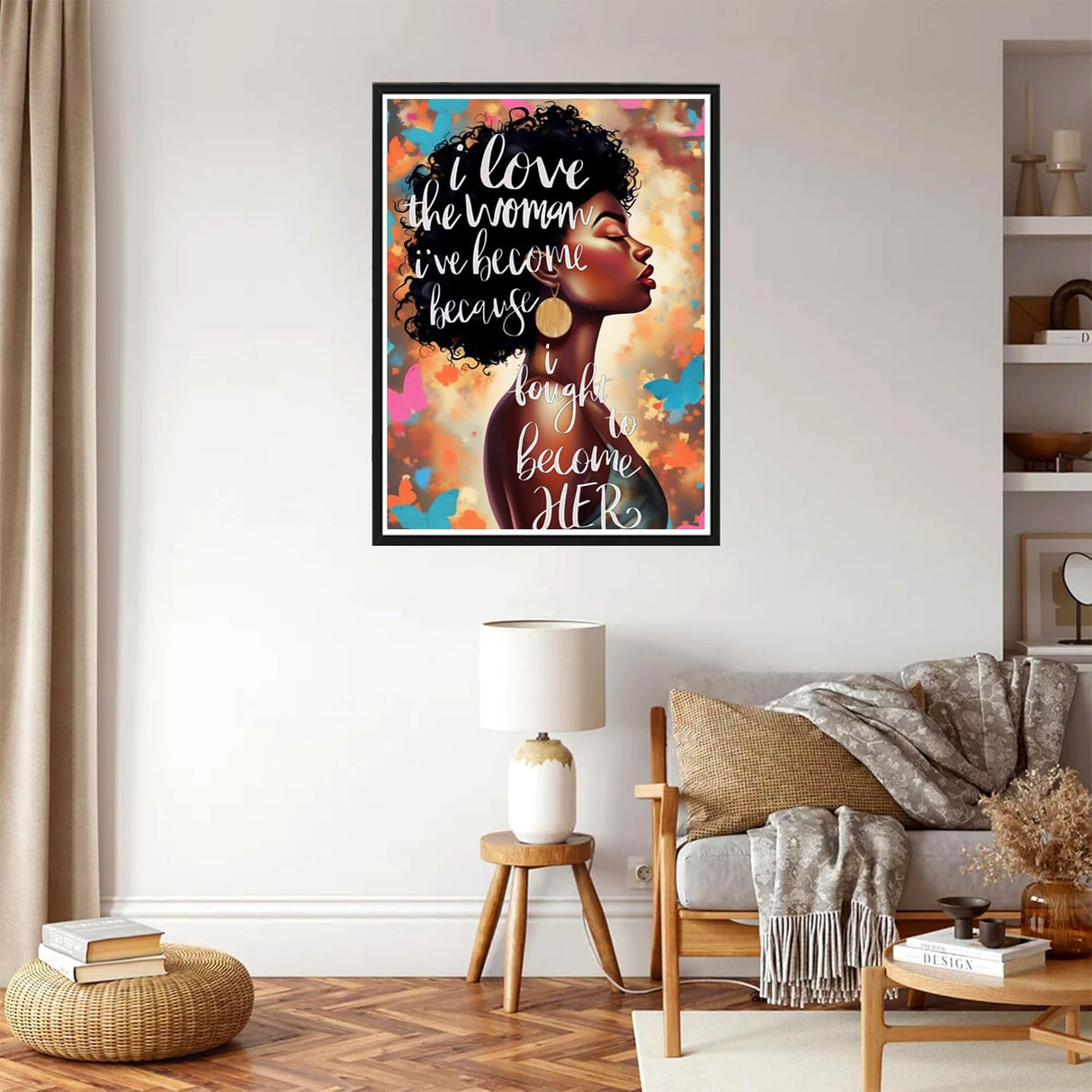 Diamond Art Painting Kit for Adults African American Inspirational Abstract Modern Black Girl Black Women by Number Kits Gem Art Wall Home Decor(Canvas 11.8 x15.8inch) WoodArtSupply