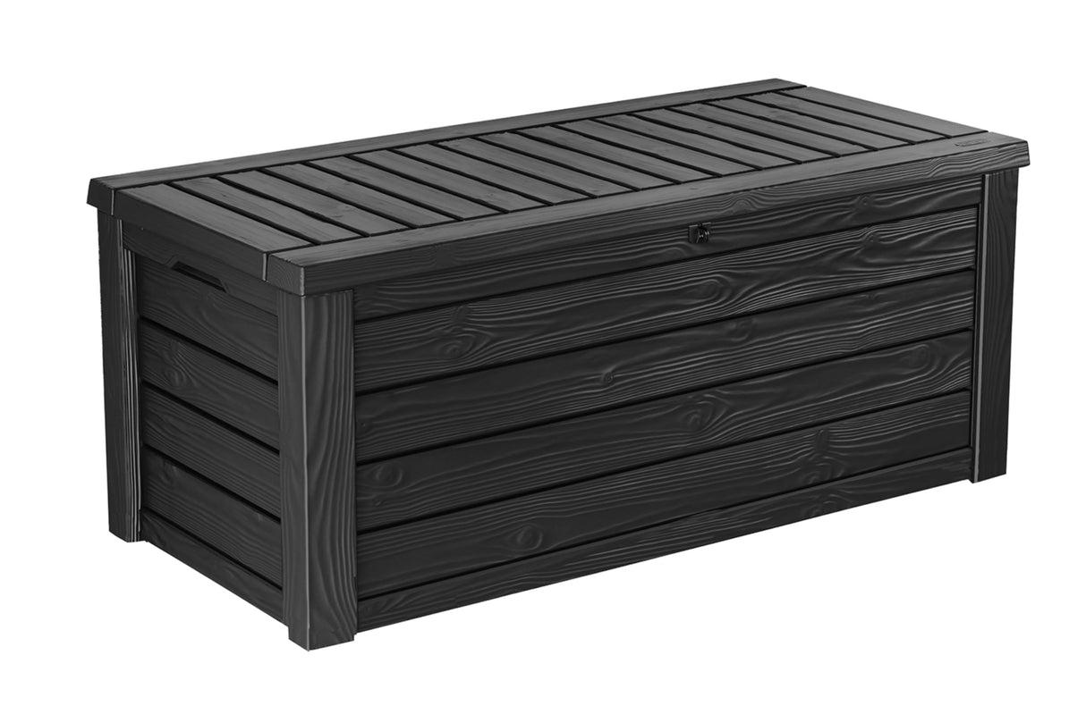 Keter Westwood 150 Gallon Resin Large Outdoor Storage Box for Patio Furniture, Outdoor Cushions, Garden Tools and Pool Floats, Dark Grey Keter