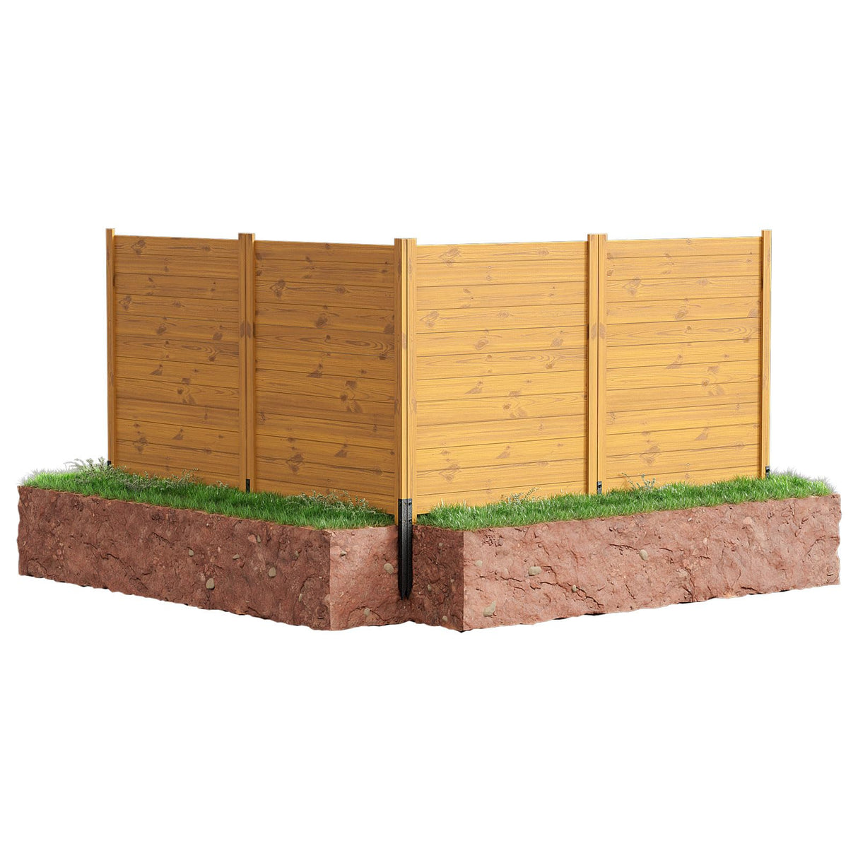 ROOMTEC 38"W X 42"H Air Conditioner Fence Panels, 4 Panels Privacy Fence for Outside Privacy Screens Trash Can Enclosure with Metal Stake,Trash Can Screen Fence Pool Equipment Fence, Seamless Wood ROOMTEC