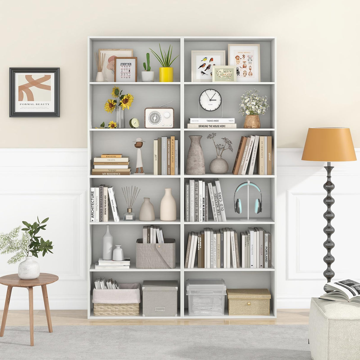 Giantex 6-Tier Bookcase, 70" Tall Wooden Bookshelf, Freestanding Storage Organizer w/Open Shelves, Anti-Tipping Kits, Modern Floor Standing Display Shelves for Living Room, Bedroom (1,White) Giantex