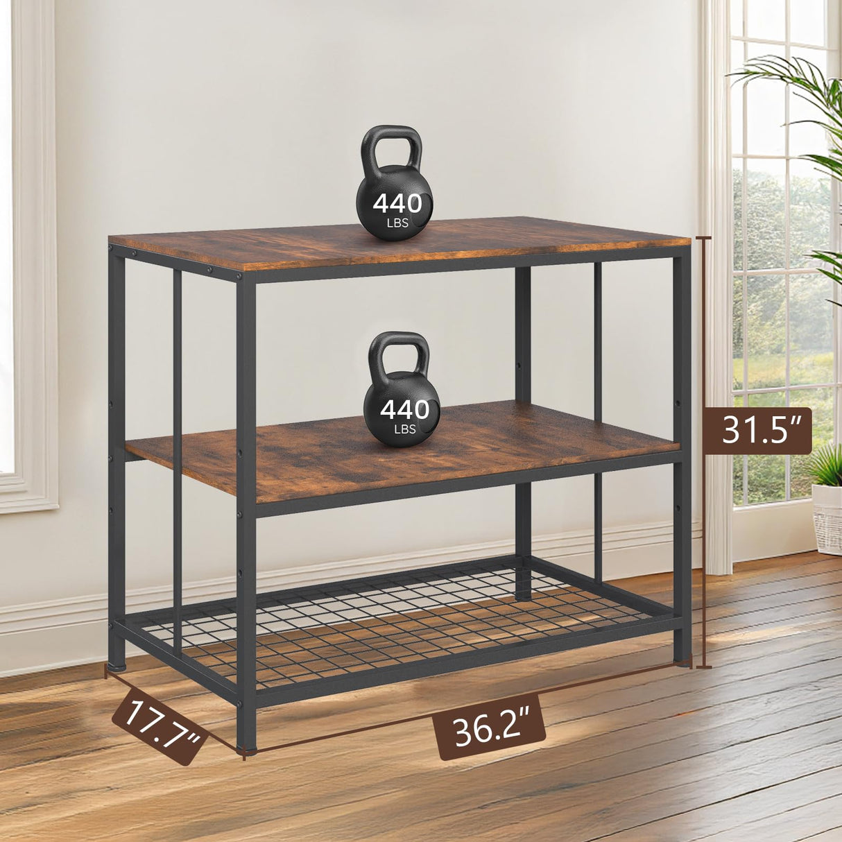 YDTOP 40-50 Gallon Fish Tank Stand,Heavy Duty Metal 40 Gallon Aquarium Stand 3-Tier Adjustable Storage Shelves for 40-50 Gallon Fish /Turtle/Reptile Tank-36.2*17.7*31.5" YDTOP