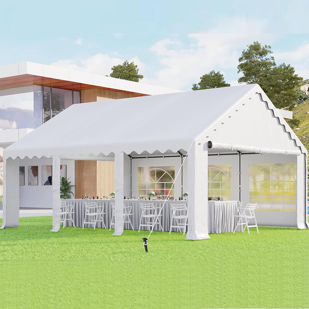 MFSTUDIO 16'x20' Party Tent, Outdoor Heavy Duty Party Tents with Removable Sidewalls, Large Canopy Tent Shelter for Outdoor Events Wedding Birthday, White MFSTUDIO