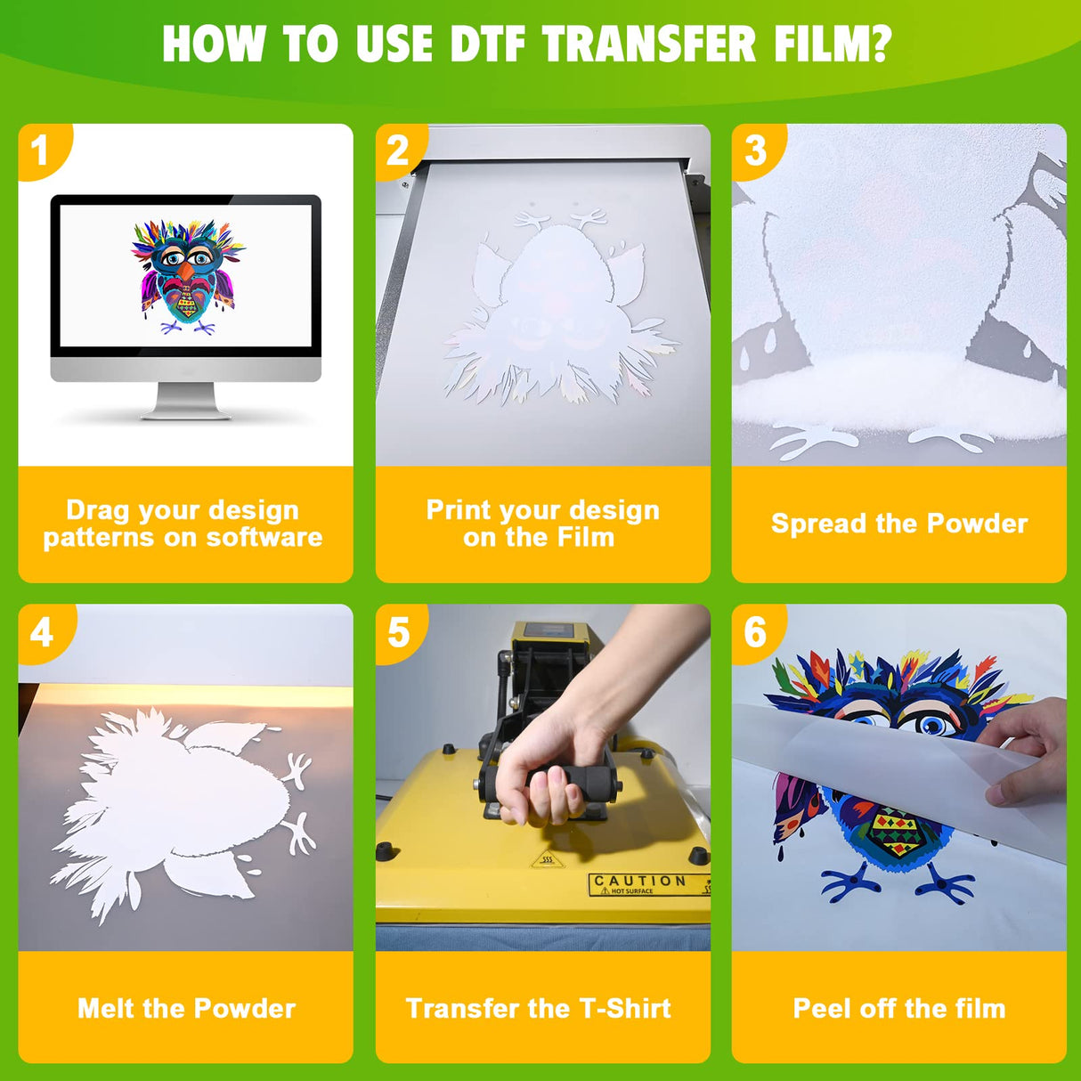 CenDale DTF Transfer Film - A4(8.3" x 11.7") 60 Sheets Double-Sided Matte DTF Film for Sublimation Hack on Cotton, Direct to Film Printing on Dark and Light T-shirts, Hot & Cold Peel DTF Paper CenDale