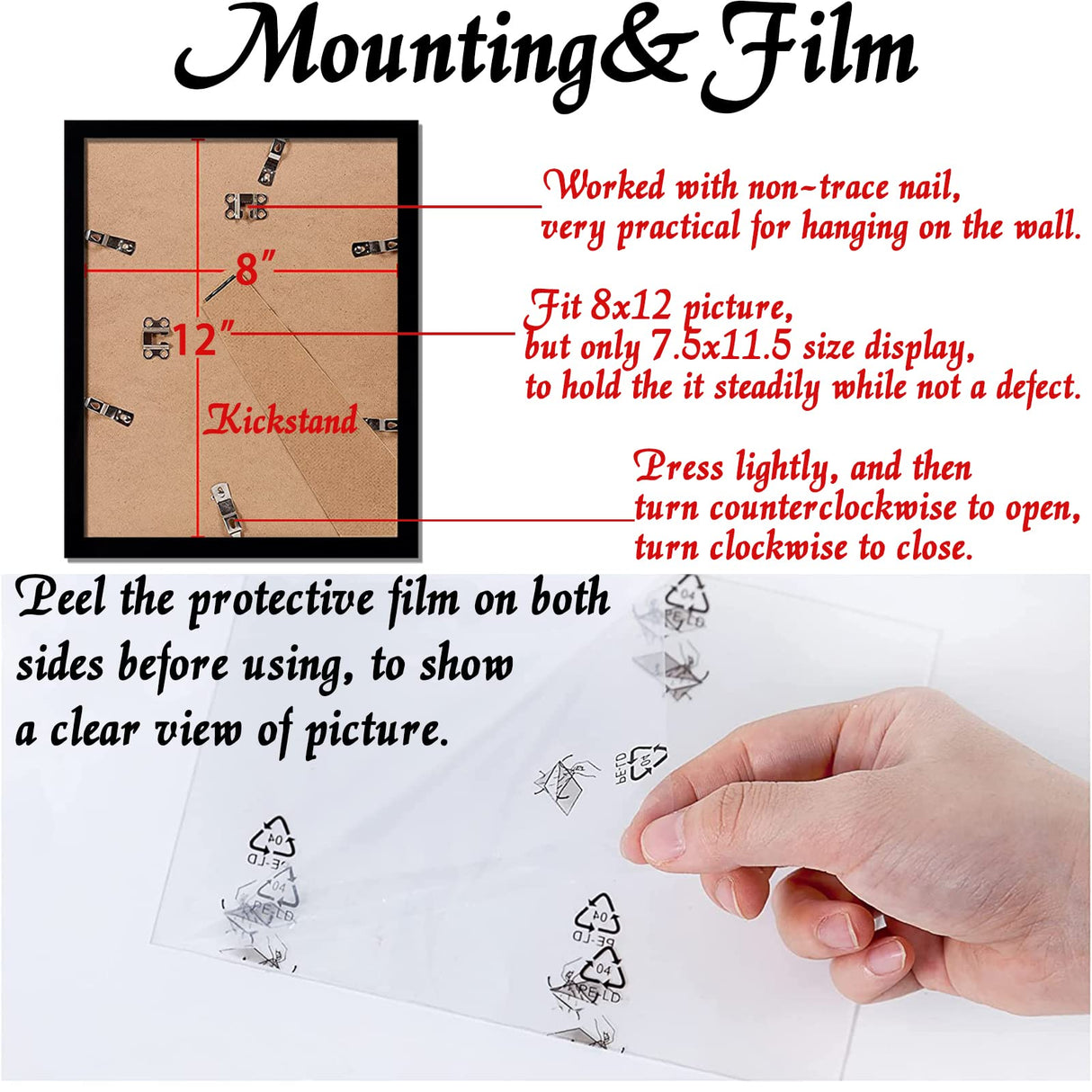 ijuerybai 6 Sets 8x12 Picture Frame, Frames for 8 x 12 Canvas Collage Photo Poster Certificate Wall Gallery, High Transparent Horizontal Vertical Black 8 by 12 Inches ijuerybai